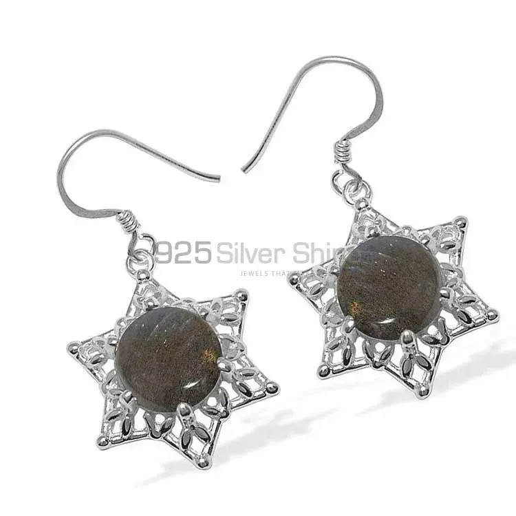 Solid 925 Silver Earrings In Natural Labradorite Gemstone 925SE1092_1