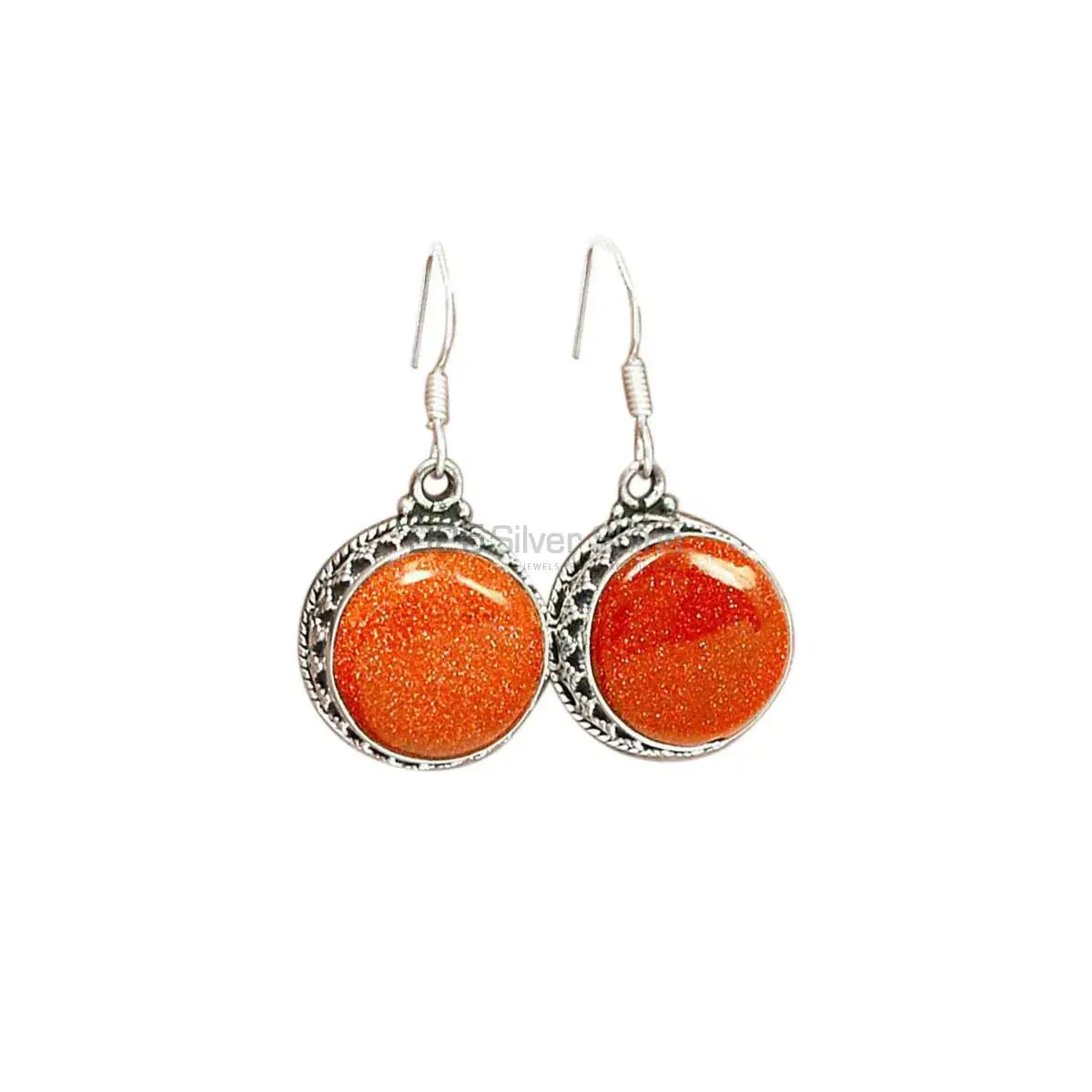 Solid 925 Silver Earrings In Natural Sunstone Gemstone 925SE2809_0