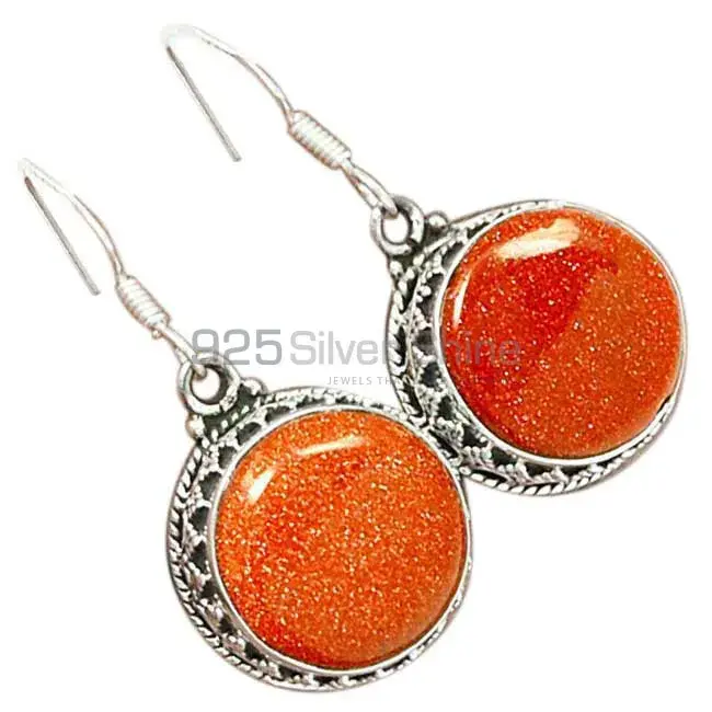 Solid 925 Silver Earrings In Natural Sunstone Gemstone 925SE2809_1