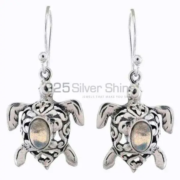 Solid 925 Silver Earrings In Natural White Opal Gemstone 925SE1162_0