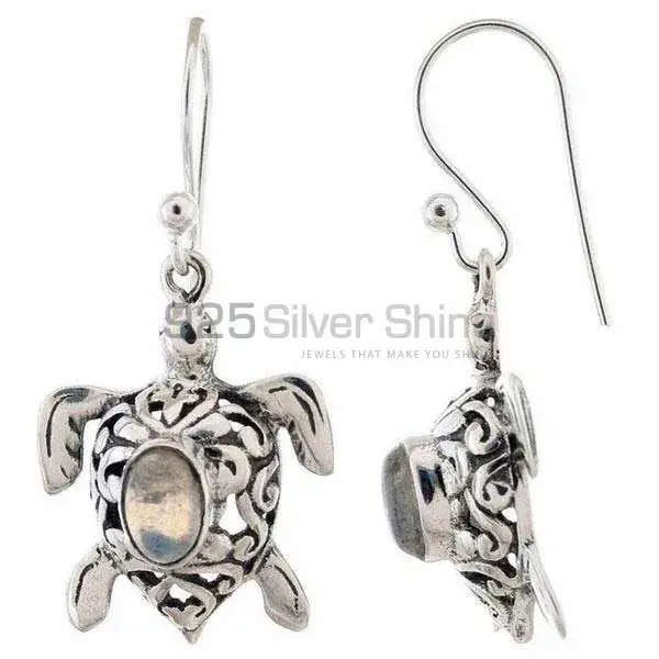 Solid 925 Silver Earrings In Natural White Opal Gemstone 925SE1162_0
