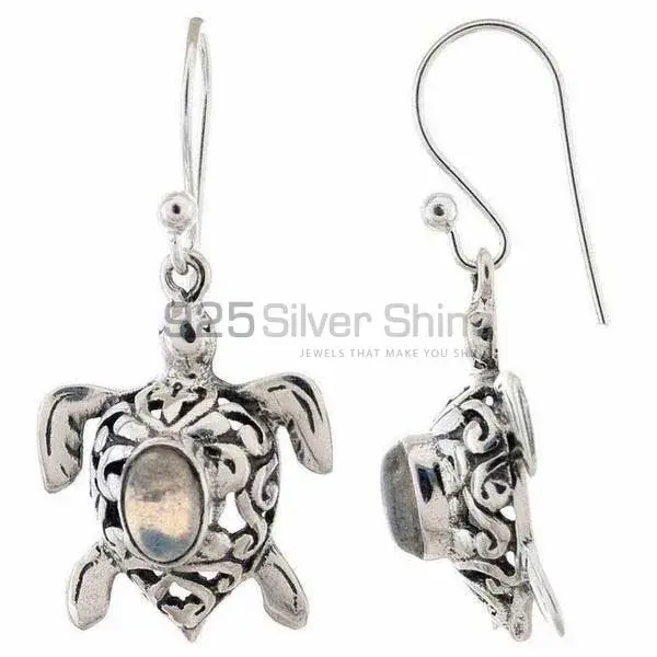 Solid 925 Silver Earrings In Natural White Opal Gemstone 925SE1162_1