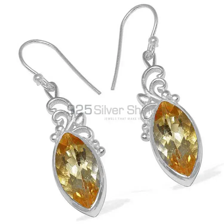 Solid 925 Silver Earrings In Semi Precious Citrine Gemstone 925SE856_0