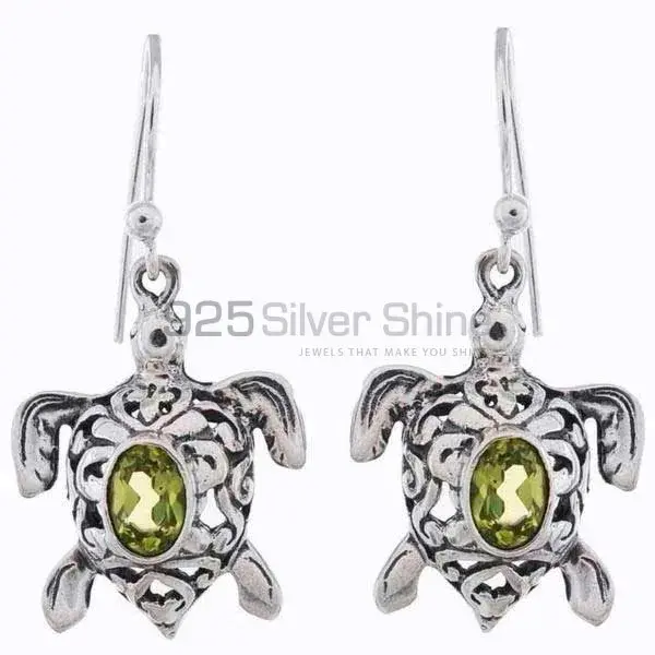 Solid 925 Silver Earrings In Semi Precious Peridot Gemstone 925SE1163