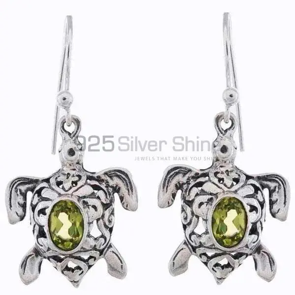 Solid 925 Silver Earrings In Semi Precious Peridot Gemstone 925SE1163_0