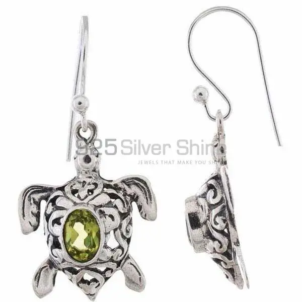 Solid 925 Silver Earrings In Semi Precious Peridot Gemstone 925SE1163_1
