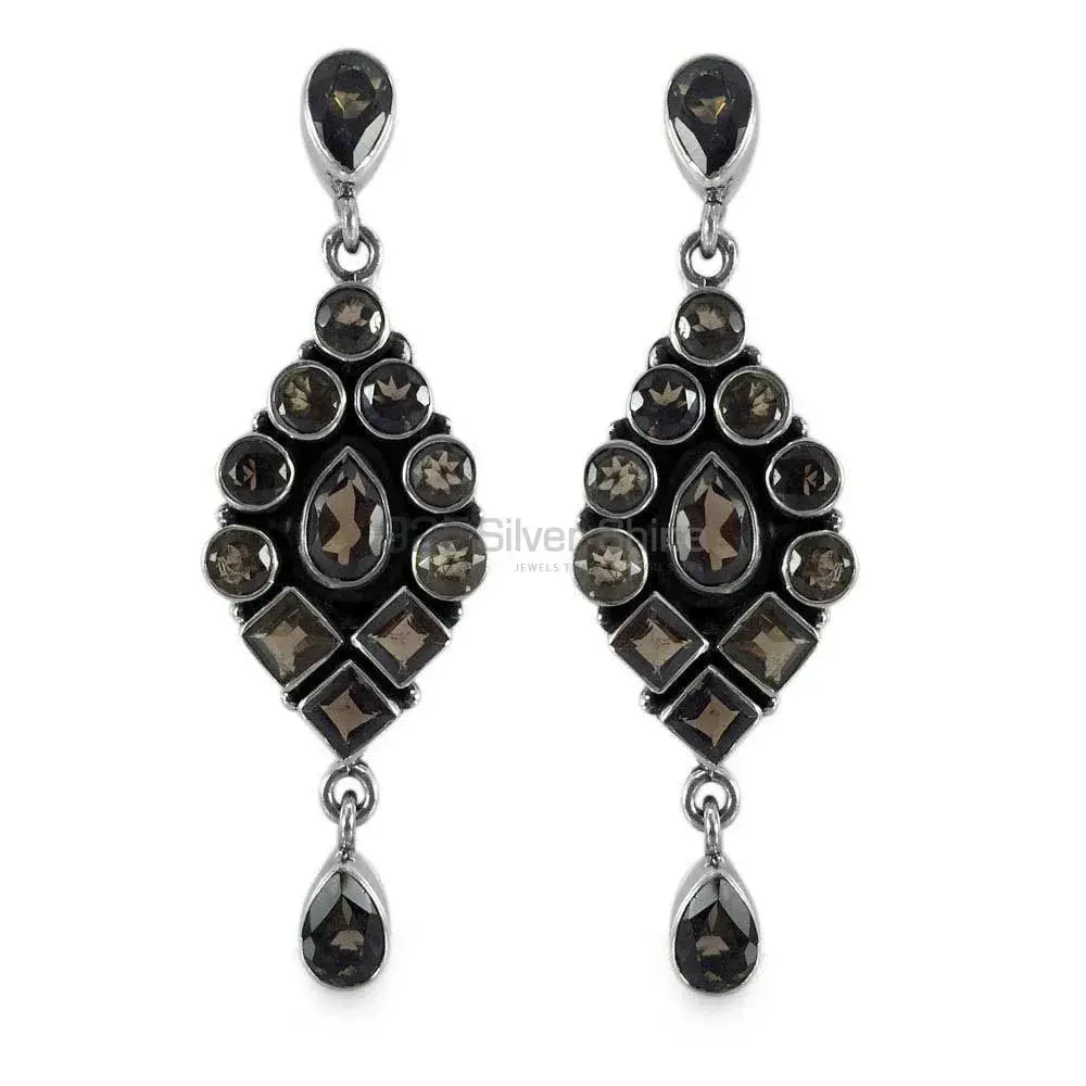 Solid 925 Silver Earrings In Semi Precious Peridot Gemstone 925SE1321_0