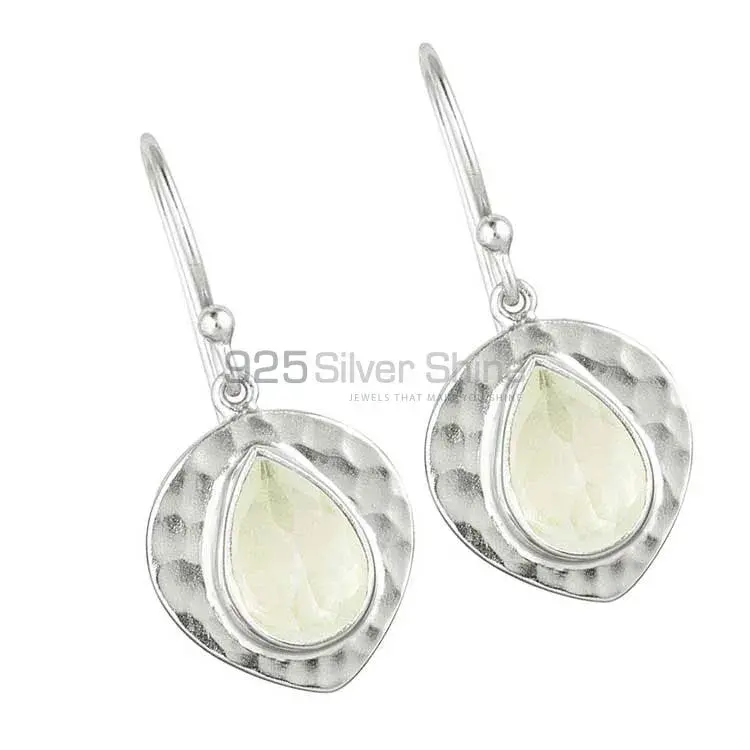 Solid 925 Silver Earrings In Semi Precious Prehnite Gemstone 925SE1838_0