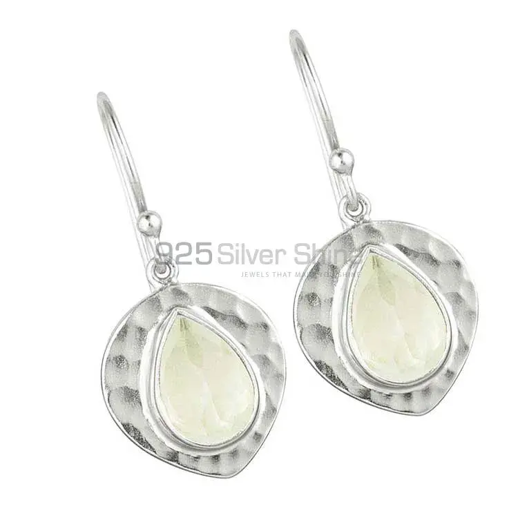 Solid 925 Silver Earrings In Semi Precious Prehnite Gemstone 925SE1838_1