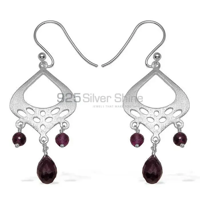 Solid 925 Silver Earrings In Semi Precious Smoky Quartz Gemstone 925SE777