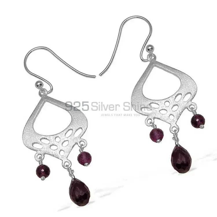 Solid 925 Silver Earrings In Semi Precious Smoky Quartz Gemstone 925SE777_0