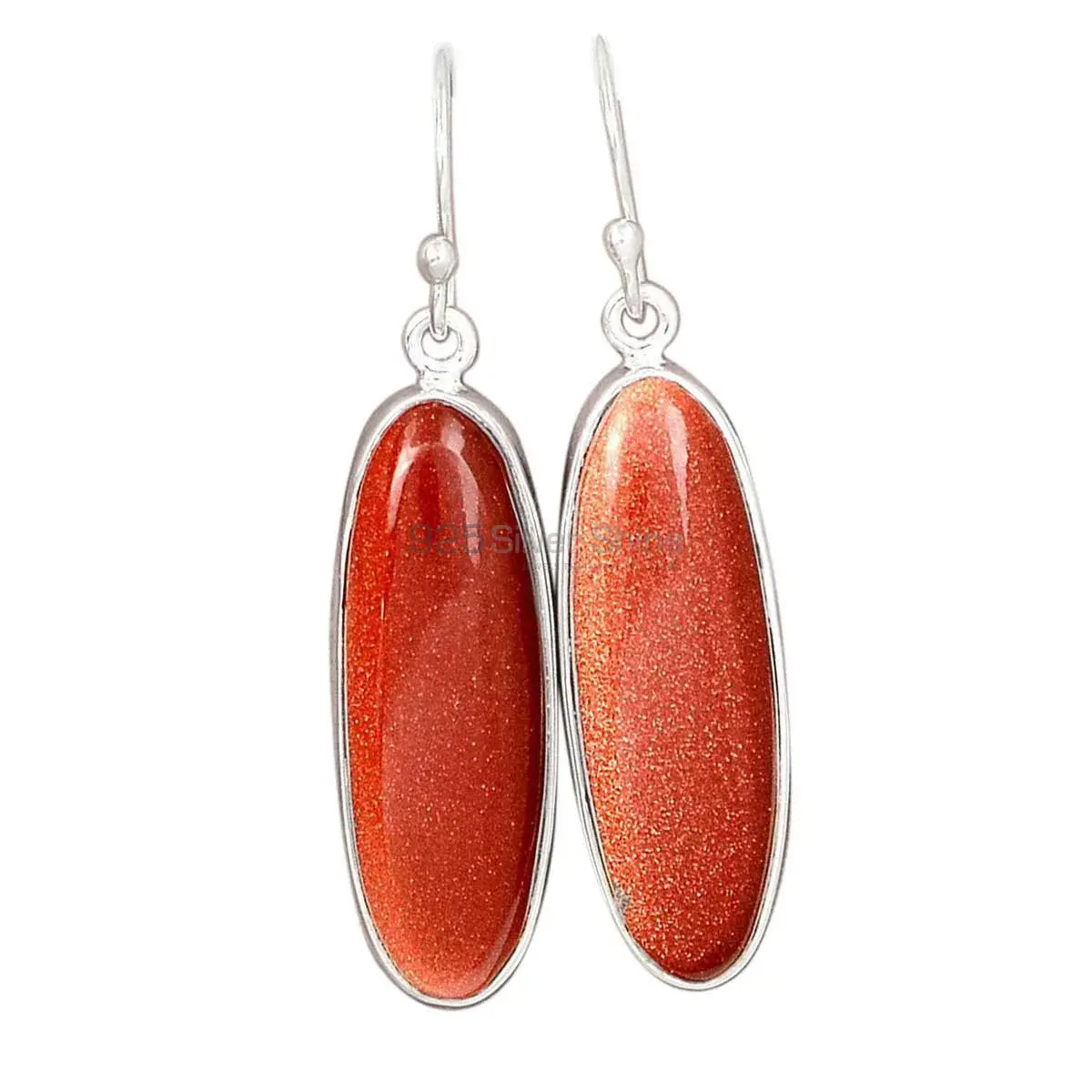 Solid 925 Silver Earrings In Semi Precious Sunstone Gemstone 925SE2810_0