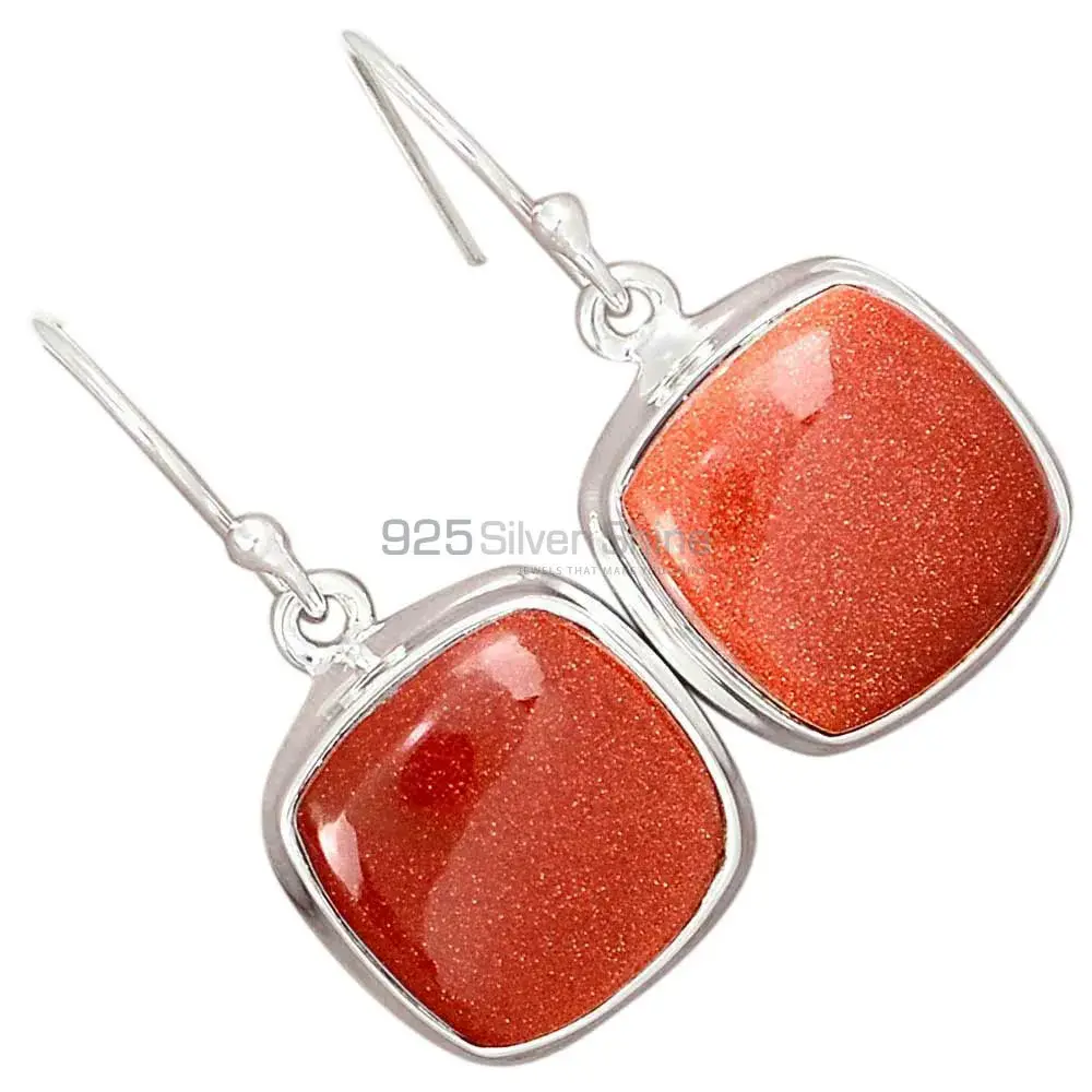 Solid 925 Silver Earrings In Semi Precious Sunstone Gemstone 925SE2810_3