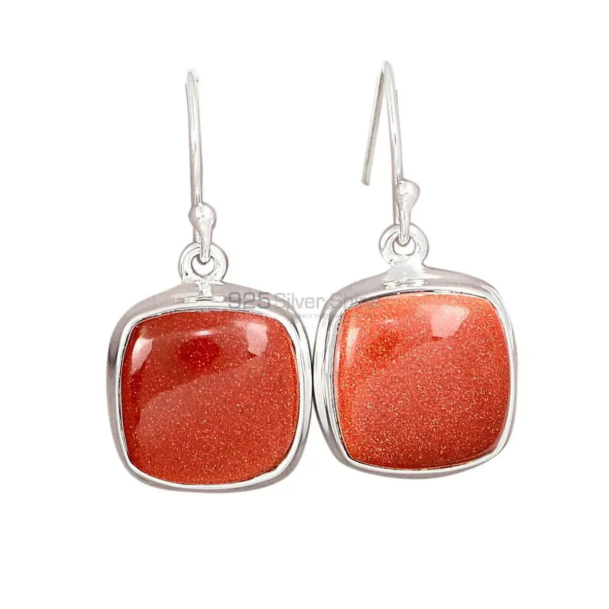 Solid 925 Silver Earrings In Semi Precious Sunstone Gemstone 925SE2810_5