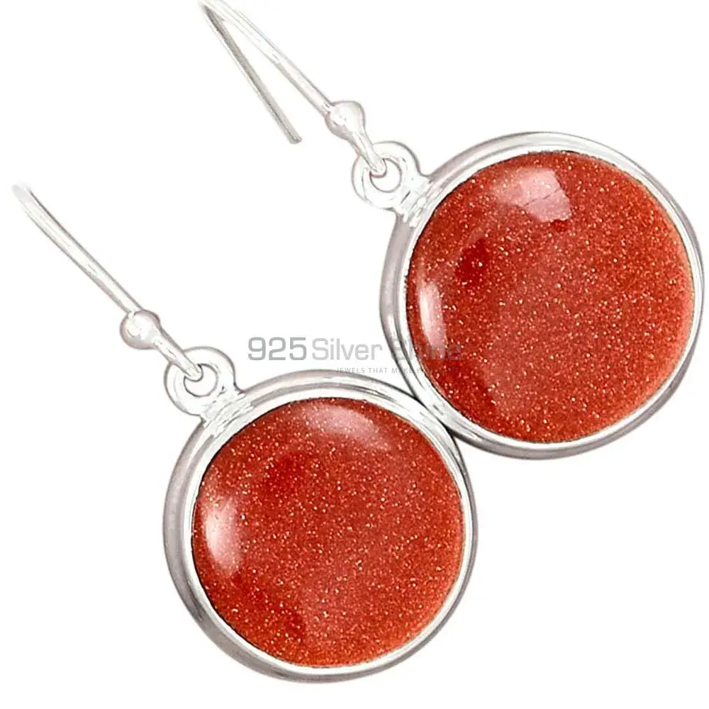 Solid 925 Silver Earrings In Semi Precious Sunstone Gemstone 925SE2810_5