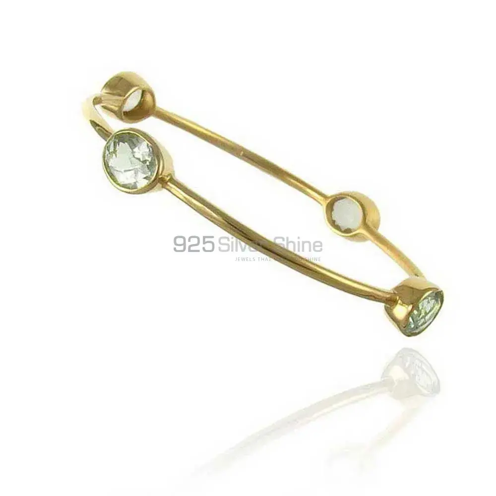 Solid 925 Silver Gold Vermeil Bracelets In Green Amethyst Gemstone 925SSB92