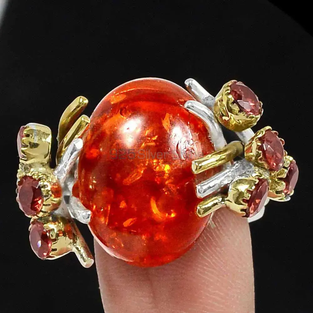 Solid 925 Silver Rings In Genuine Amber Gemstone 925SR2222