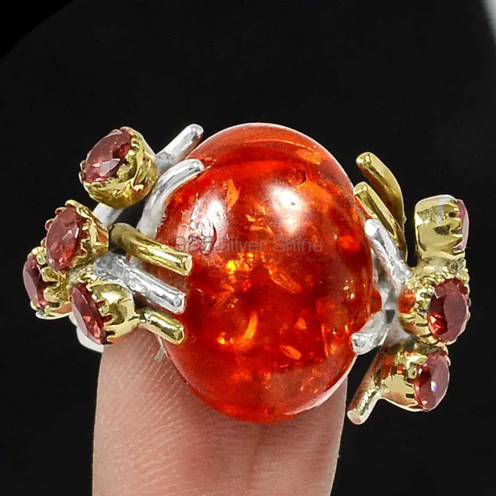 Solid 925 Silver Rings In Genuine Amber Gemstone 925SR2222_0