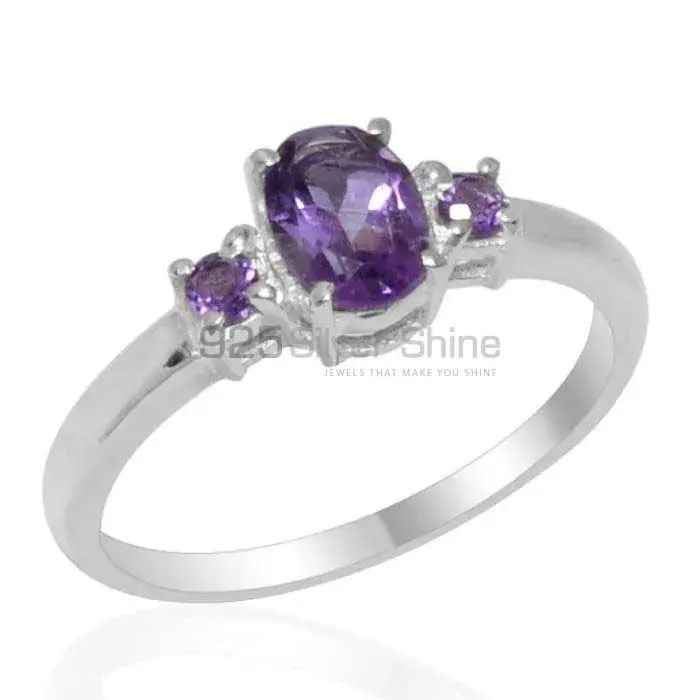 Solid 925 Silver Rings In Genuine Amethyst Gemstone 925SR1827_0