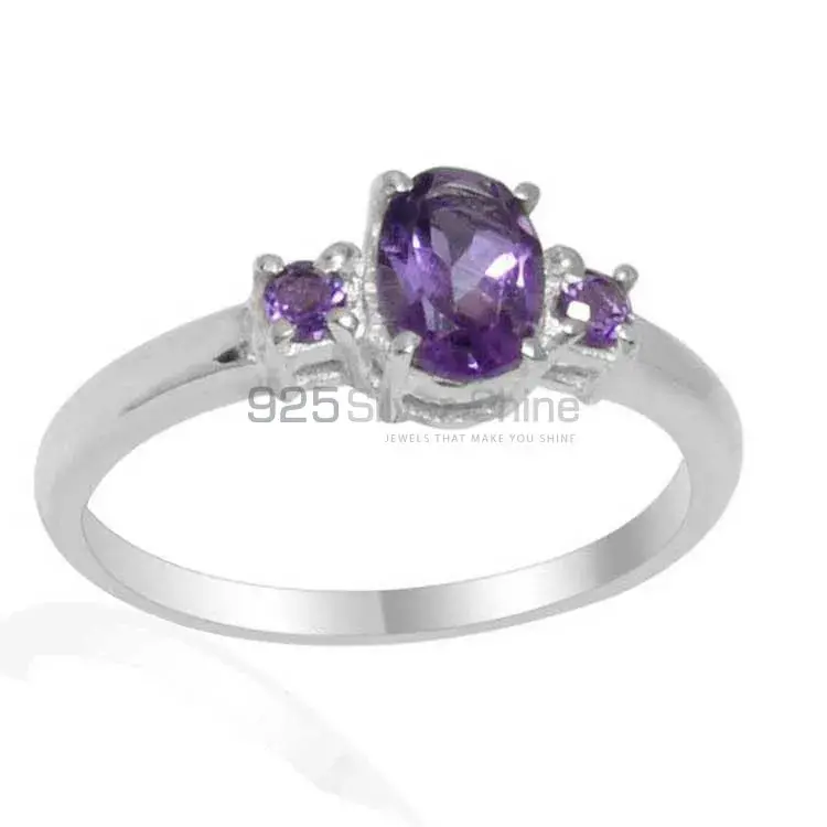 Solid 925 Silver Rings In Genuine Amethyst Gemstone 925SR1827_0