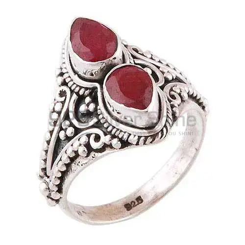 Solid 925 Silver Rings In Genuine Dyed Ruby Gemstone 925SR3940