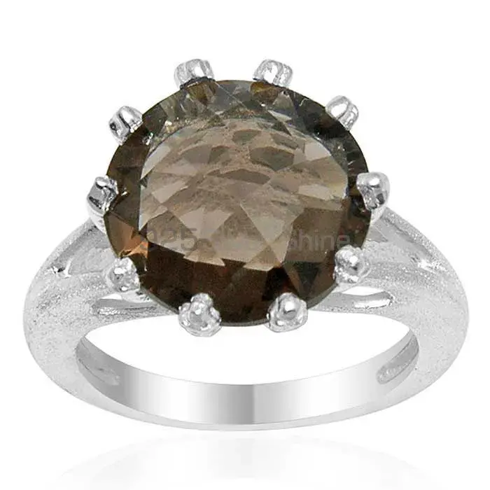 Solid 925 Silver Rings In Genuine Smoky Quartz Gemstone 925SR1602_0