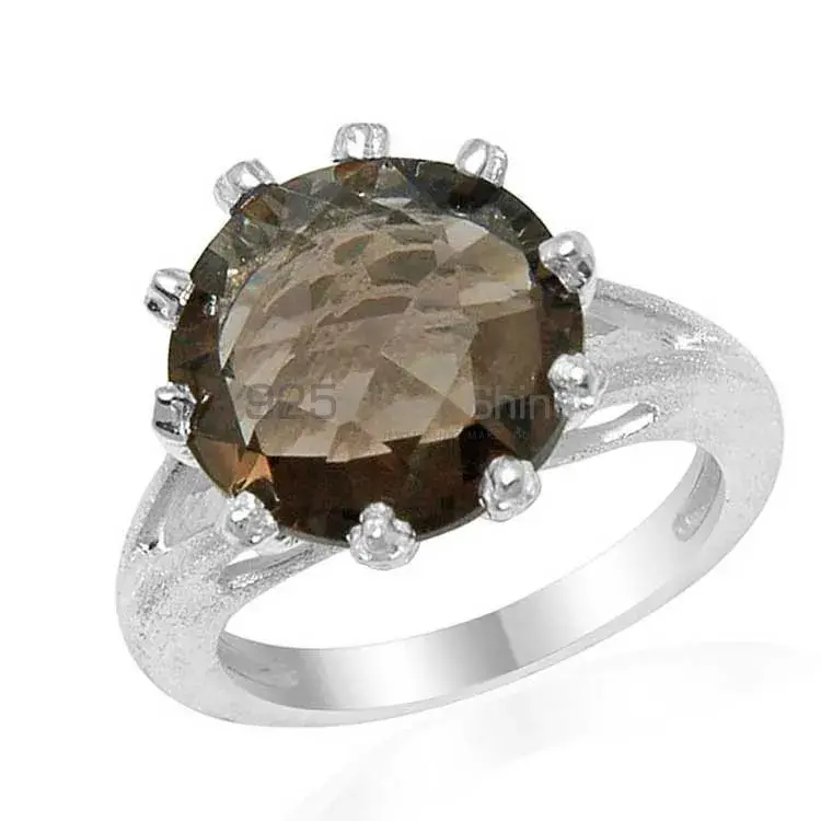 Solid 925 Silver Rings In Genuine Smoky Quartz Gemstone 925SR1602_0