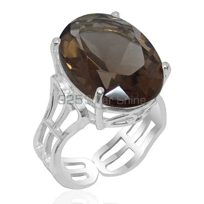 Solid 925 Silver Rings In Genuine Smoky Quartz Gemstone 925SR1906_0