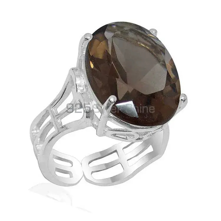Solid 925 Silver Rings In Genuine Smoky Quartz Gemstone 925SR1906_1