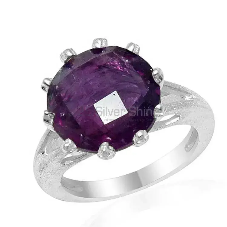 Amethyst Prong Setting Sterling Silver Rings 925SR1600_0