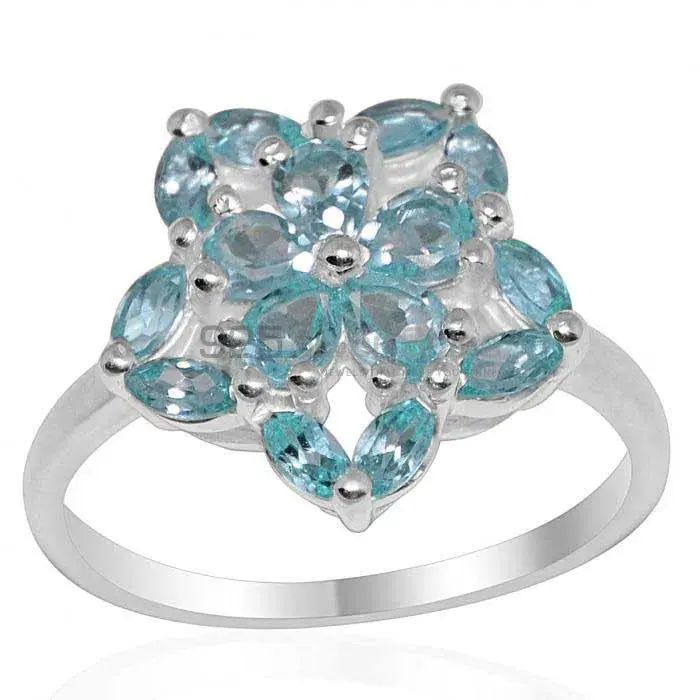 Solid 925 Silver Rings In Natural Blue Topaz Gemstone 925SR1679