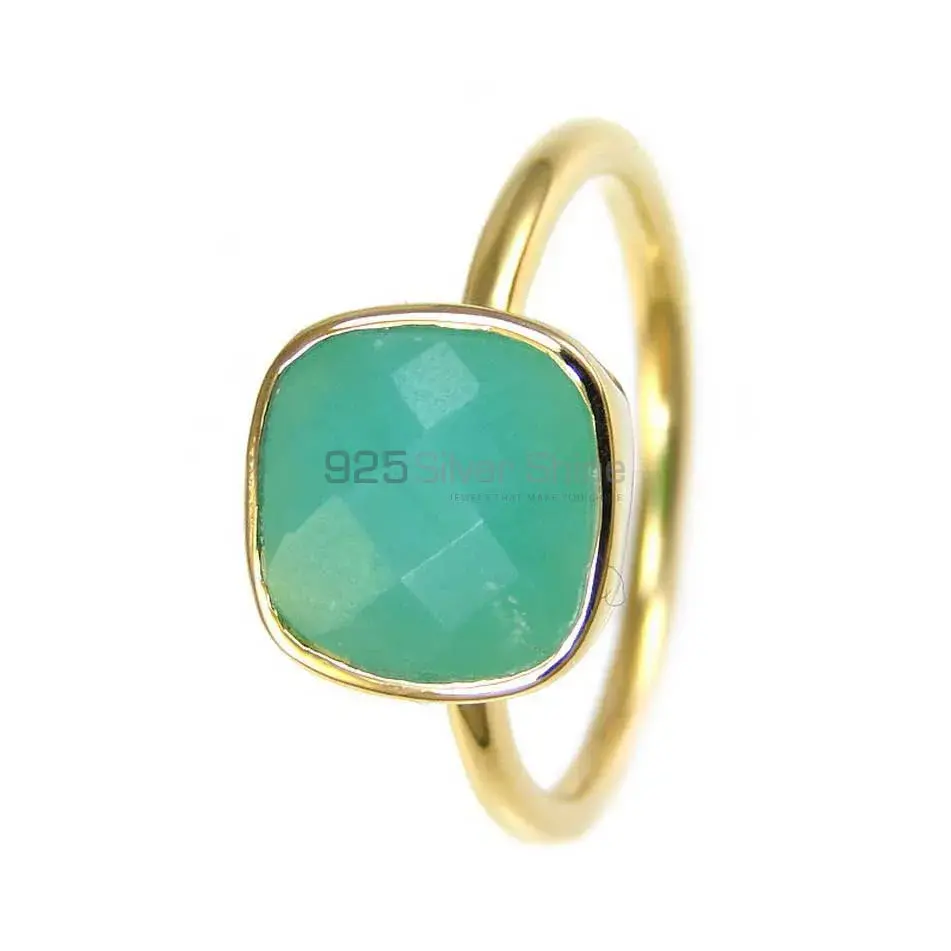 Solid 925 Silver Rings In Natural Green Onyx Gemstone 925SR3823