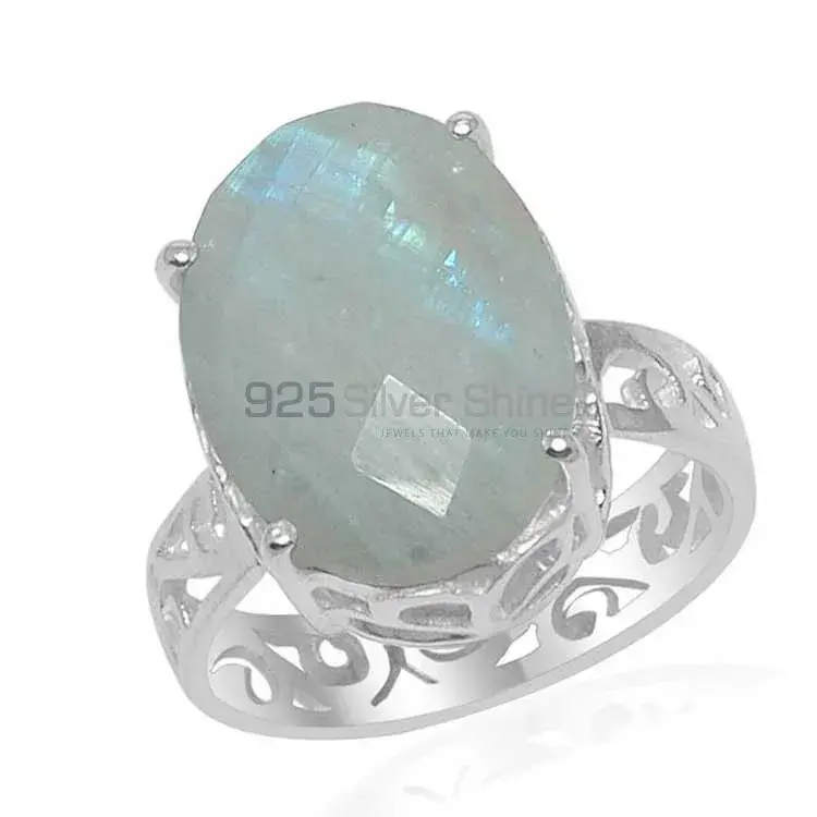 Solid 925 Silver Rings In Natural Rainbow Moonstone 925SR1521_1