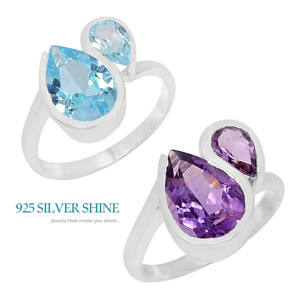 Solid 925 Silver Rings In Semi Precious Amethyst Gemstone 925SR918_2