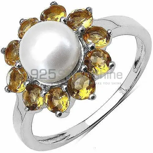 Solid 925 Silver Rings In Semi Precious Pearl Citrine Gemstone 925SR3099