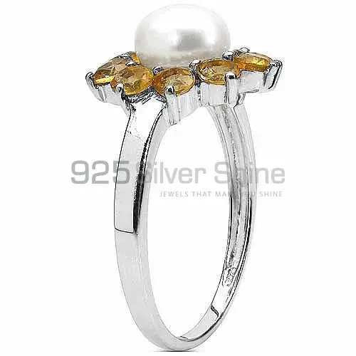 Solid 925 Silver Rings In Semi Precious Pearl Citrine Gemstone 925SR3099_1