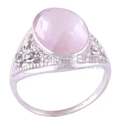 Solid 925 Silver Rings In Semi Precious Rose Quartz Gemstone 925SR3588