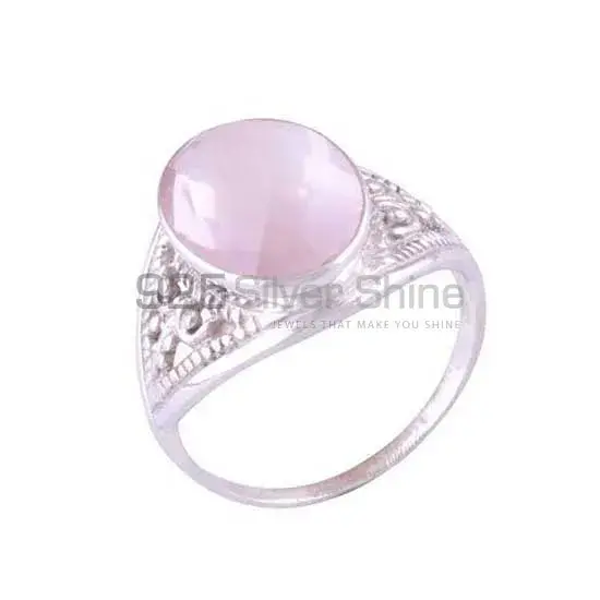 Solid 925 Silver Rings In Semi Precious Rose Quartz Gemstone 925SR3588_0