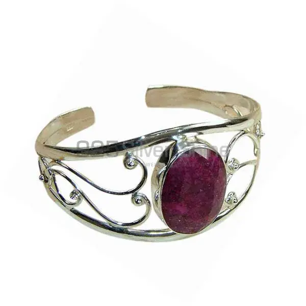 Solid 925 Sterling Silver Cuff Bangles In Dyed Ruby Gemstone 925SSB137_0