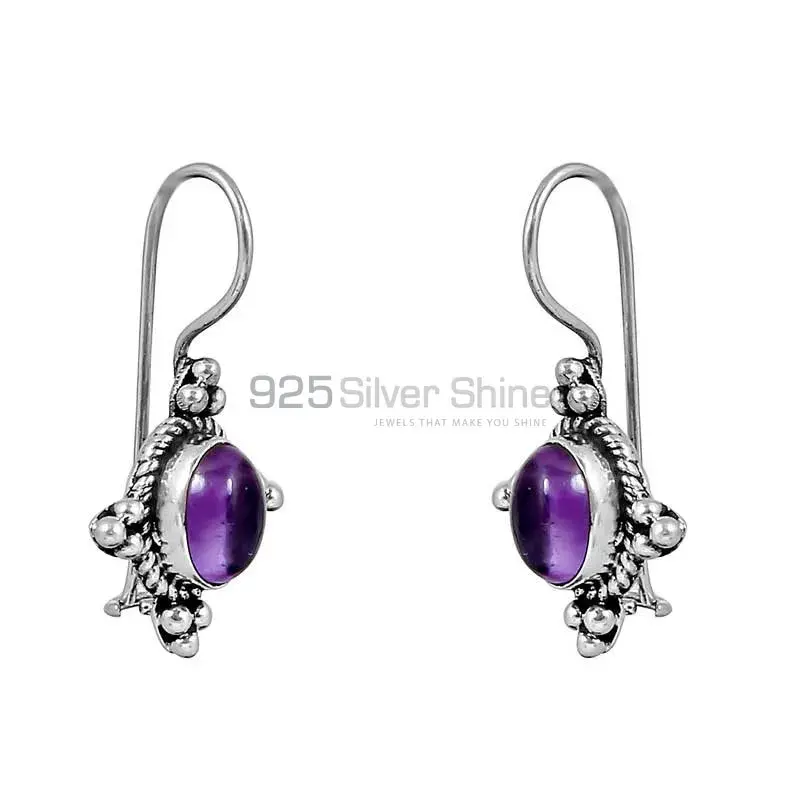 Solid 925 Sterling Silver Earring In Natural Amethyst Gemstone Jewelry 925SE123_0