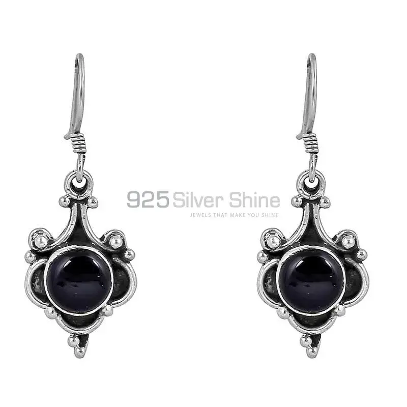 Solid 925 Sterling Silver Earring In Natural Black Onyx Gemstone Jewelry 925SE53