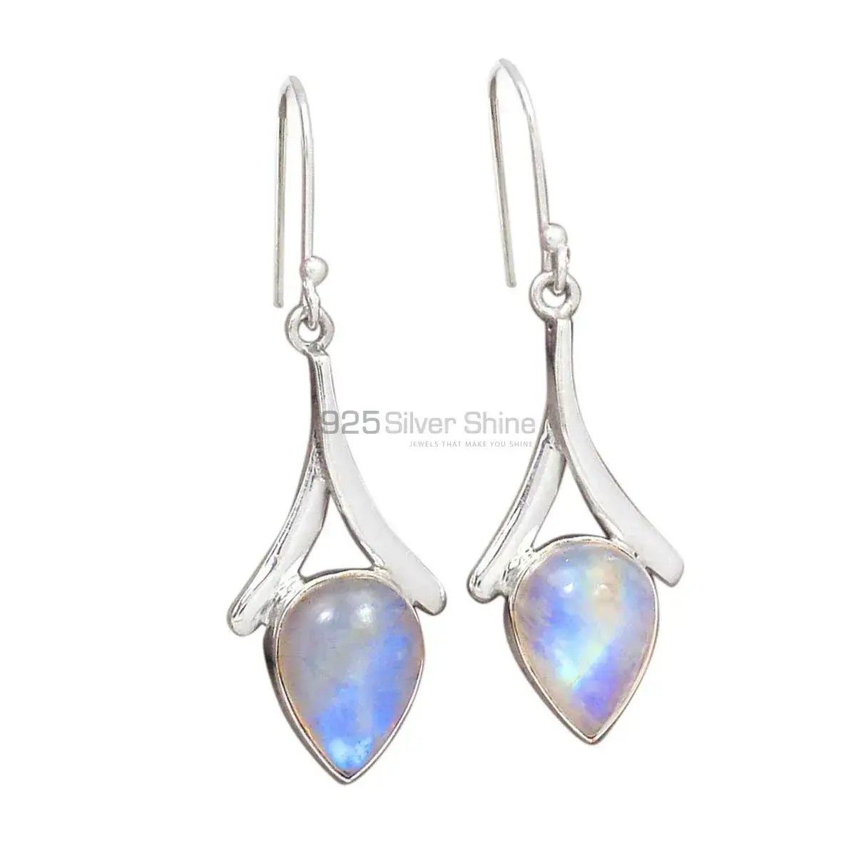 Solid 925 Sterling Silver Earrings |Rainbow Moonstone Jewelry|