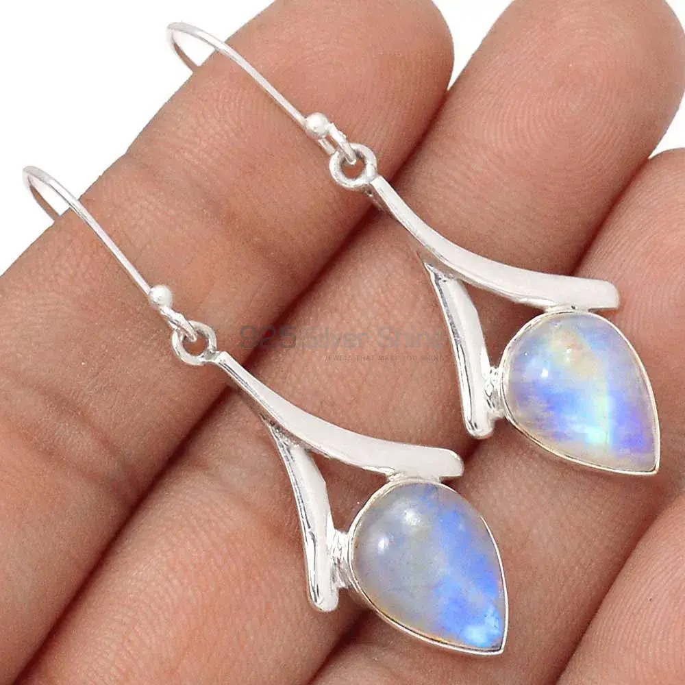 Solid 925 Sterling Silver Earrings Suppliers |Rainbow Moonstone Jewelry|_0