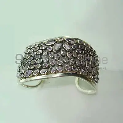 Solid Silver Cuff Bangle Or Bracelets with Amethyst Gemstone 925SSB318