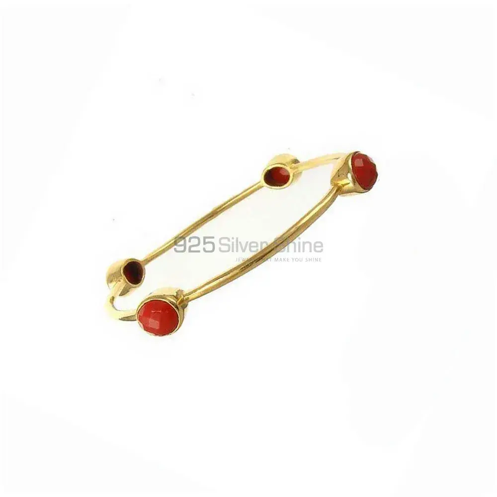 Solid Silver Gold Plated Bangles In Dyed Coral Gemstone 925SSB110