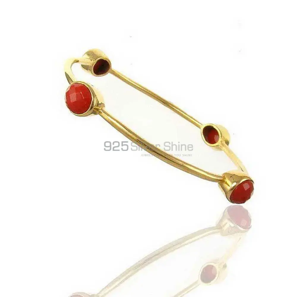 Solid Silver Gold Plated Bangles In Dyed Coral Gemstone 925SSB110_0