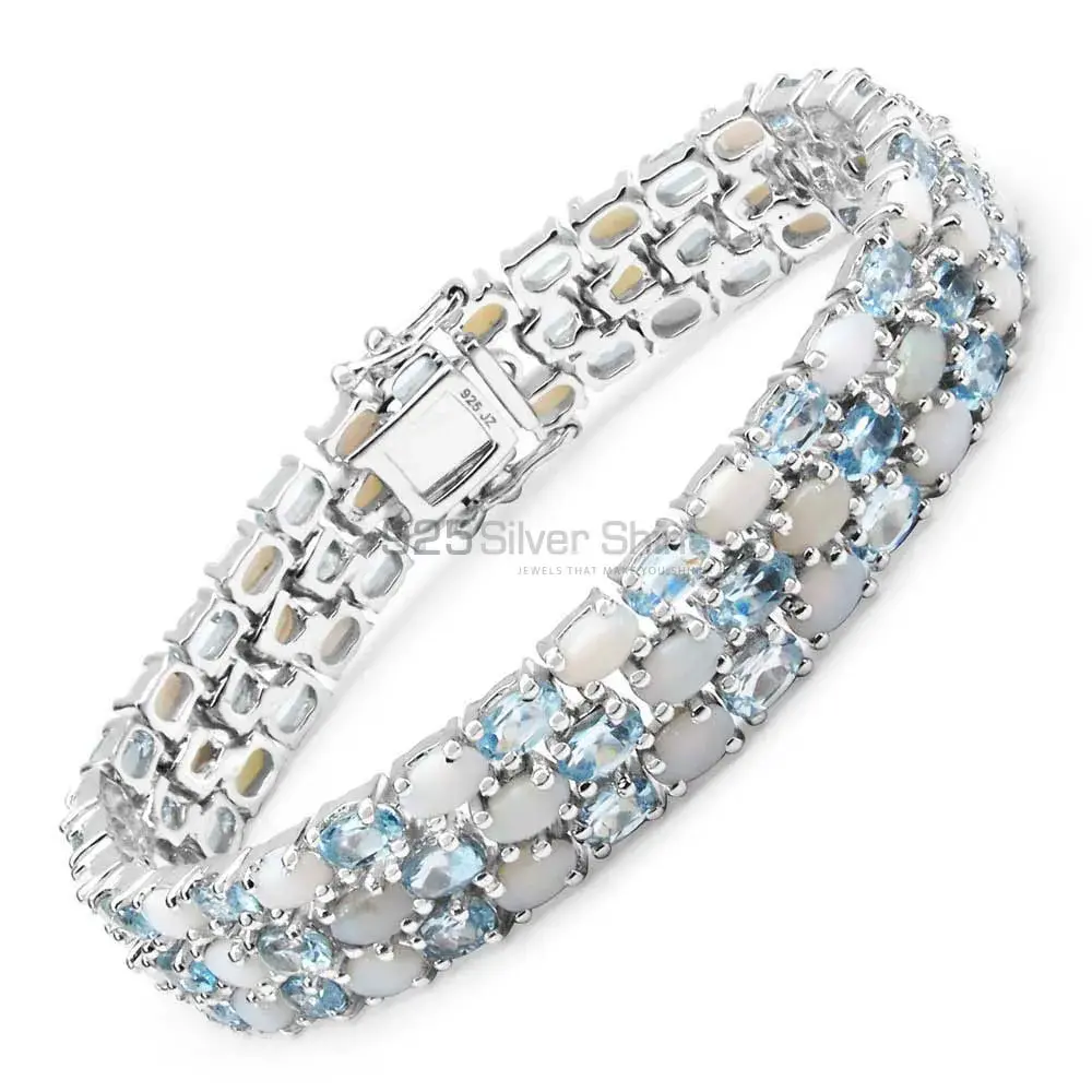 Solid Silver Tennis Bracelets In Semi Precious Gemstone 925SB155