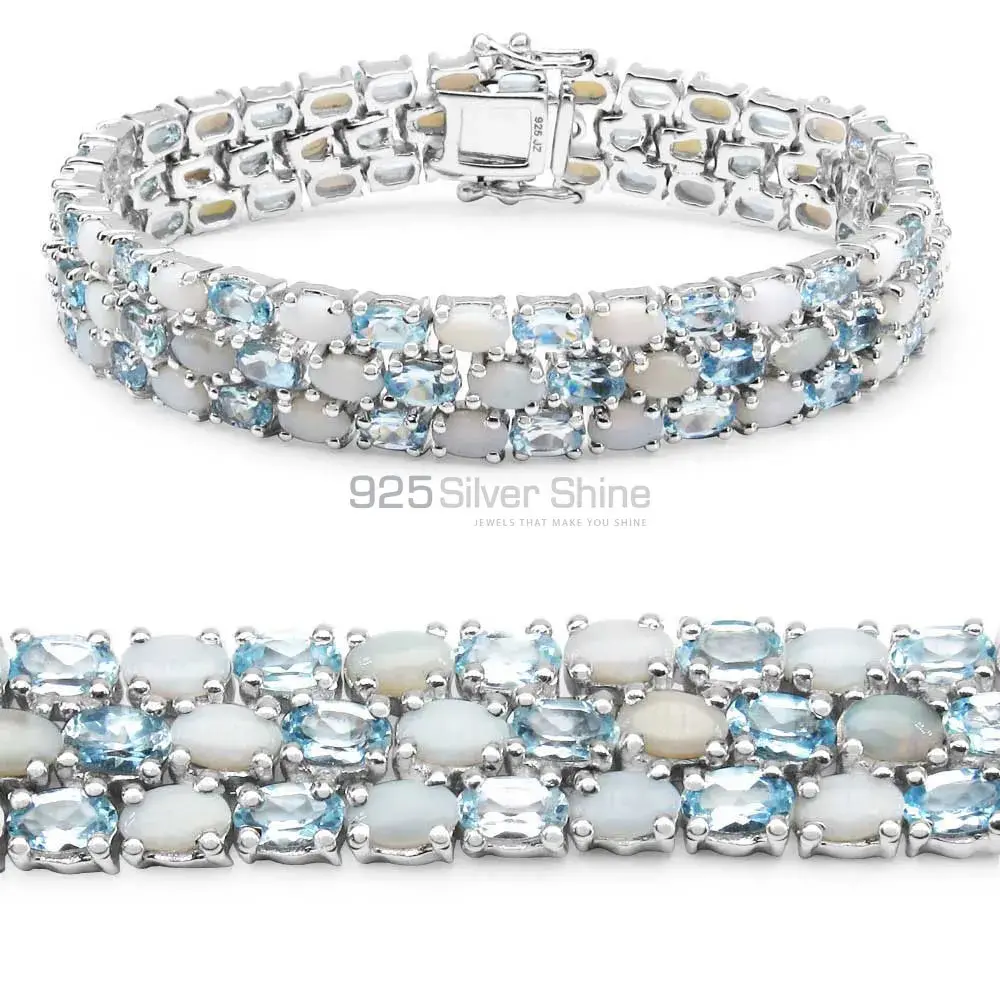 Solid Silver Tennis Bracelets In Semi Precious Gemstone 925SB155_0