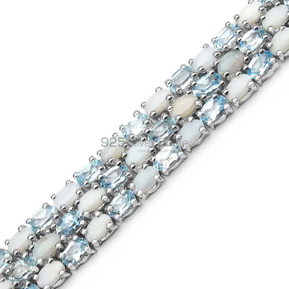 Solid Silver Tennis Bracelets In Semi Precious Gemstone 925SB155_1