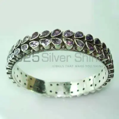 Solid Sterling Silver Cuff Bangle Or Bracelets with Amethyst Gemstone 925SSB316